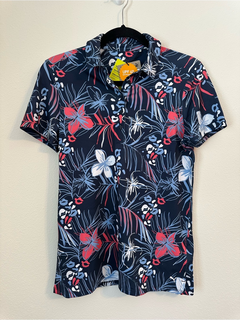 PUMA Women’s Navy Floral Polo Size S NWT